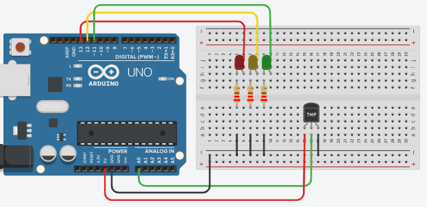 Circuito de LED e Sensor no Tinkercad